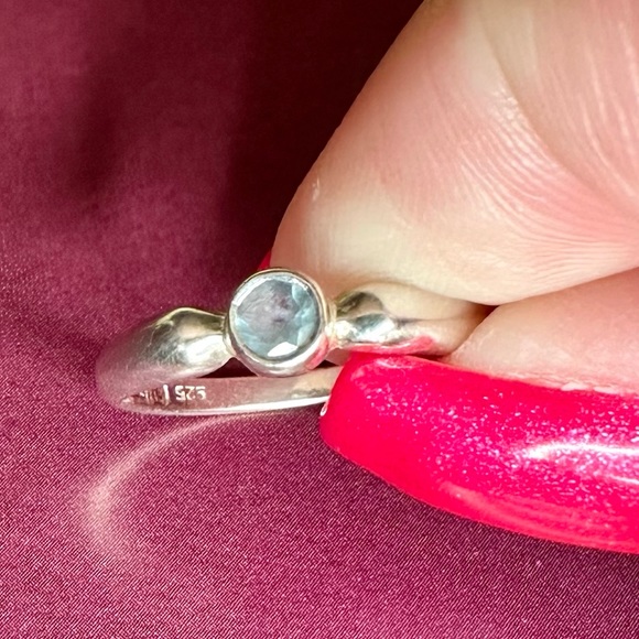 Sterling Silver .925 Genuine Aquamarine Size 5 Dainty Ring - Picture 6 of 7